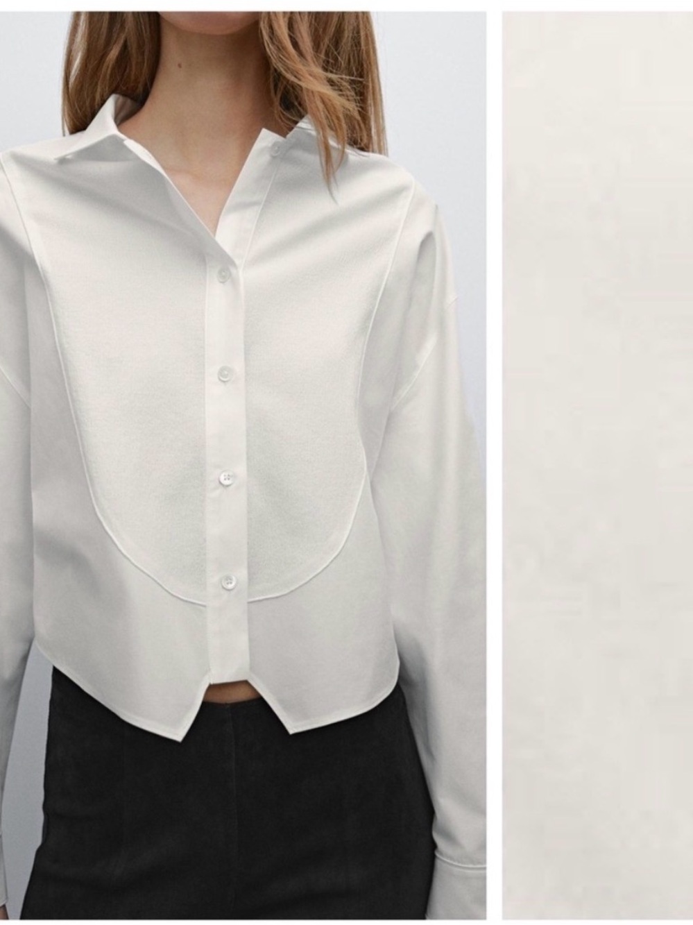 IN SEARCH OF Massimo Dutti White Button-Down Bib Front Shirt